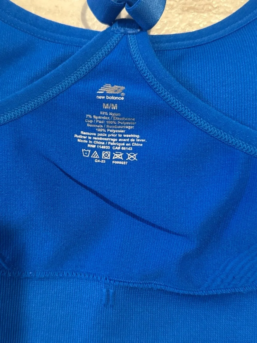 New Balance Sports Bra Medium Blue Racerback Padded Athletic Workout Top - Picture 4 of 4